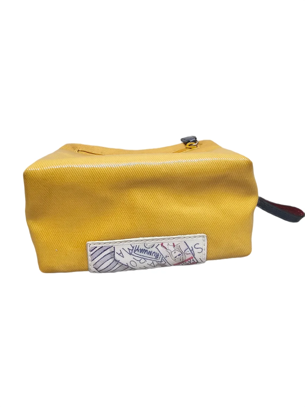 Brighton Yellow Cosmetic Bag Travel Pouch Leather Trim Zip Case Organizer
